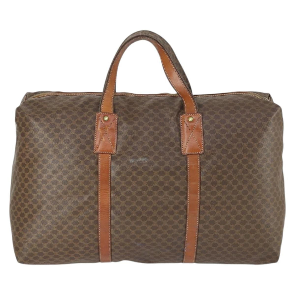 Celine Vintage Macadam Boston Bag Canvas And Leather Brown Canvas Travel Bag Bag