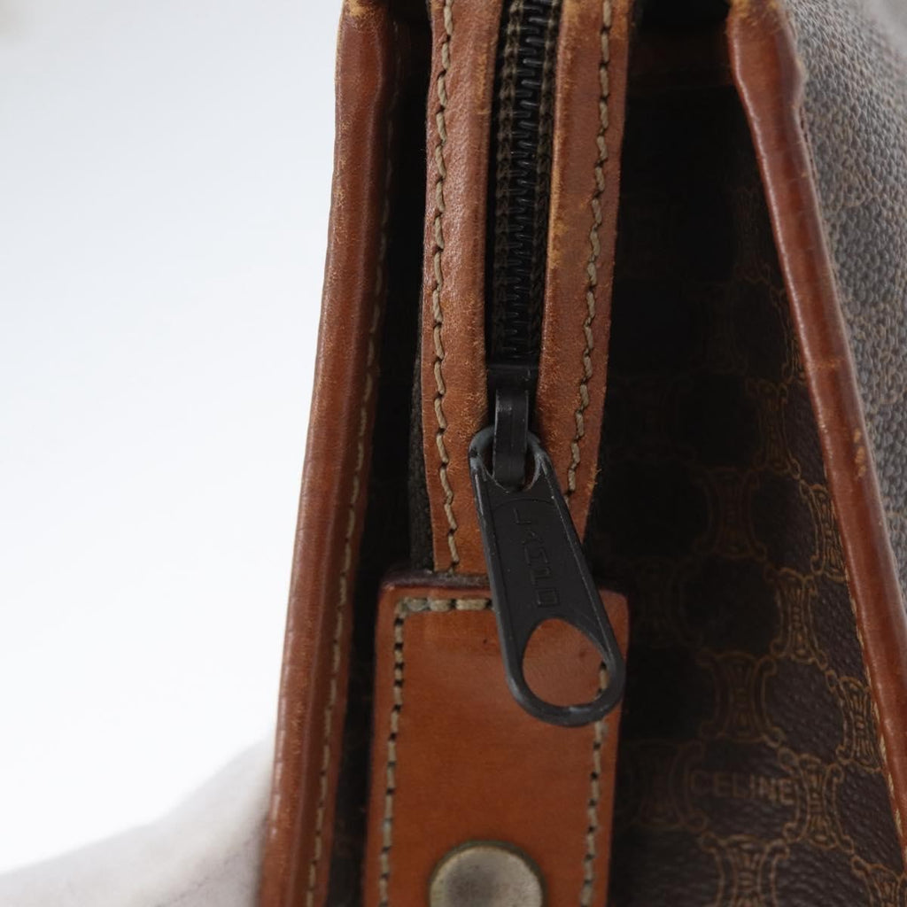 Celine Macadam Pochette Canvas And Leather Brown Canvas Clutche & Pouche Bag