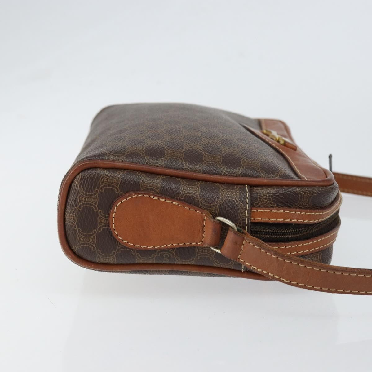 Celine Vintage Macadam Shoulder Bag Canvas And Leather Brown Canvas Shoulder Bag Bag