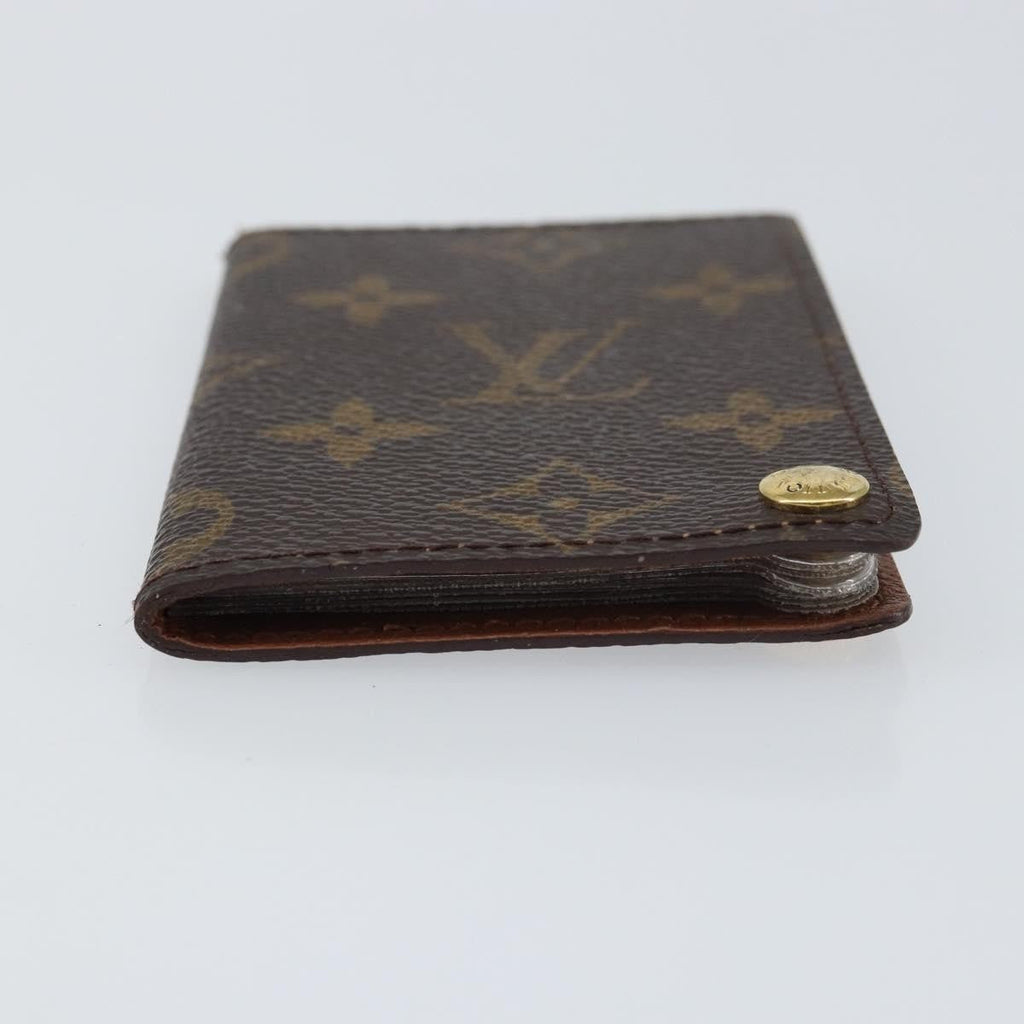 Louis Vuitton Porte Cartes Pression Card Case Monogram Canvas Brown Canvas Card Holders Accessory