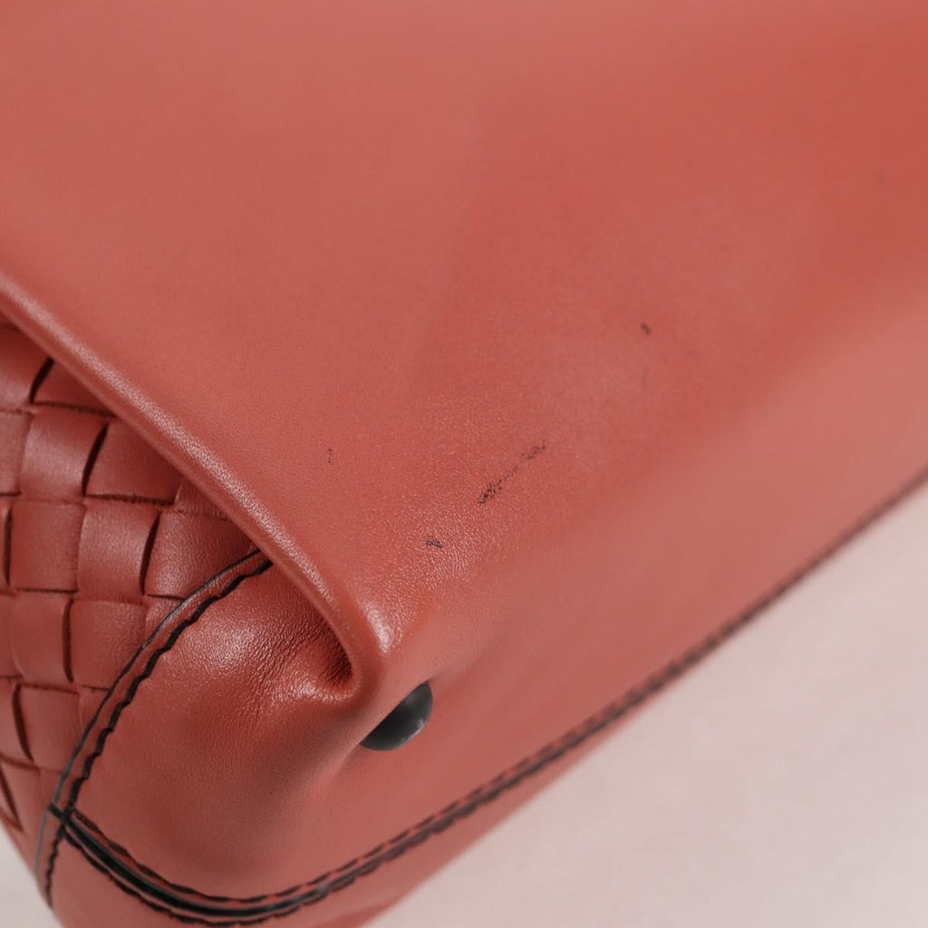 Bottega Veneta Piazza Top Handle Bag Leather With Intrecciato Detail Pink Leather Handbag