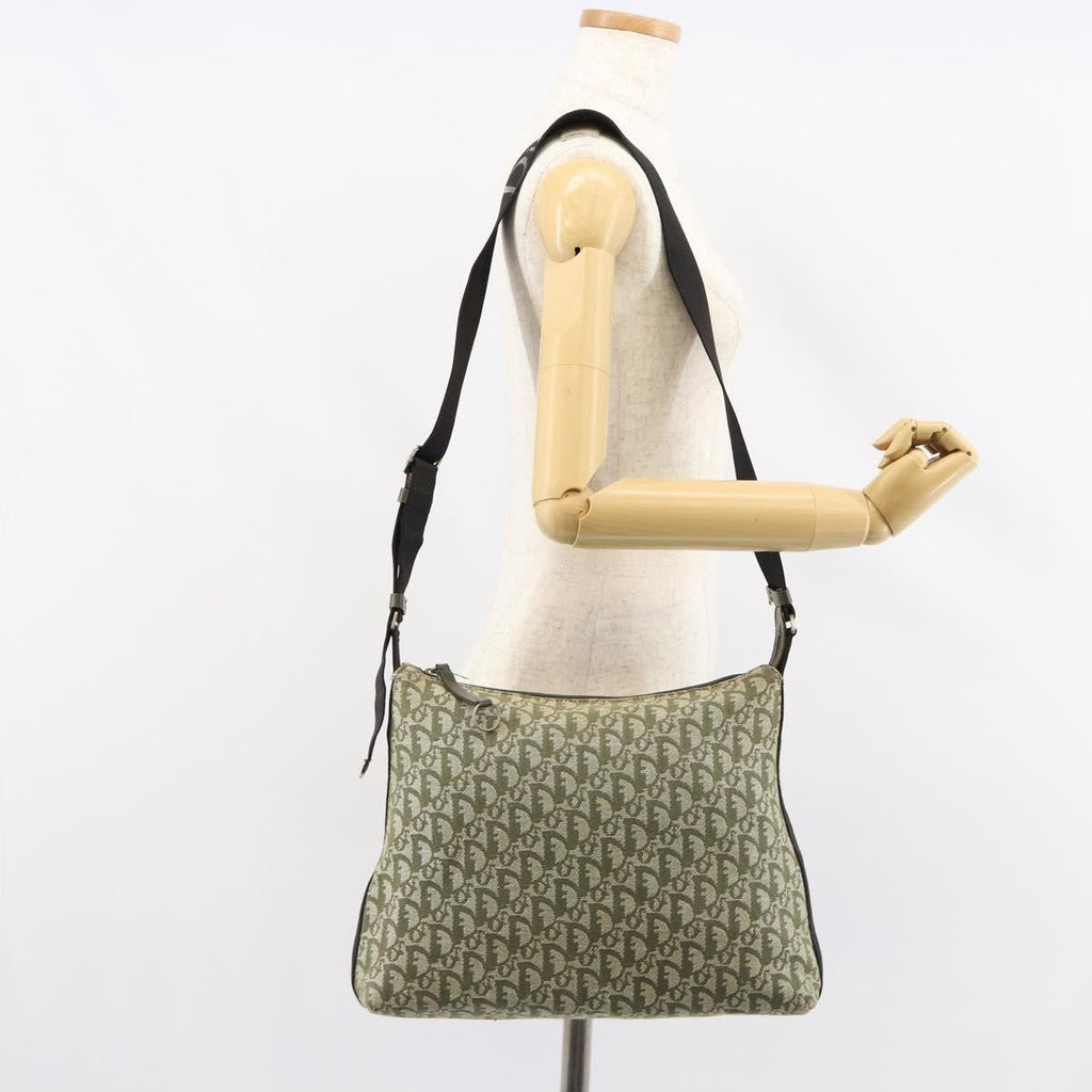 Christian Dior Vintage Trotter Shoulder Bag Canvas Green Canvas Shoulder Bag Bag (Pre-Owned)