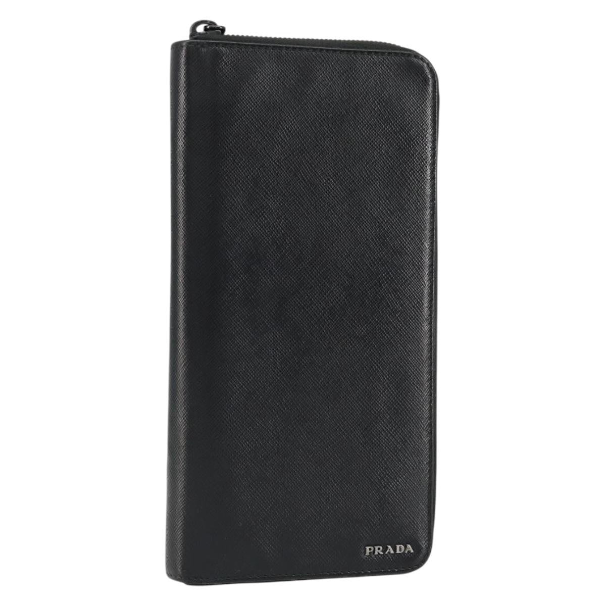 Prada Saffiano Wallet Leather Black Leather Wallets Accessory