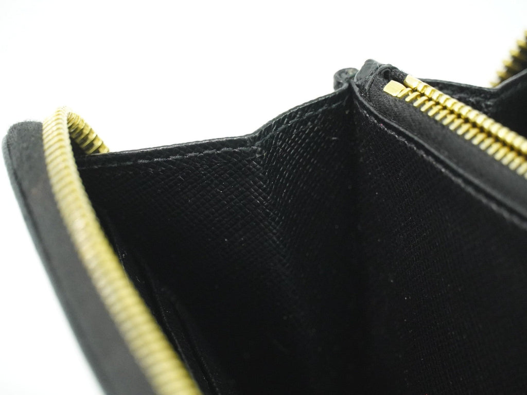 Prada Zip Around Tab Wallet Saffiano Leather Black Leather Wallets Accessory