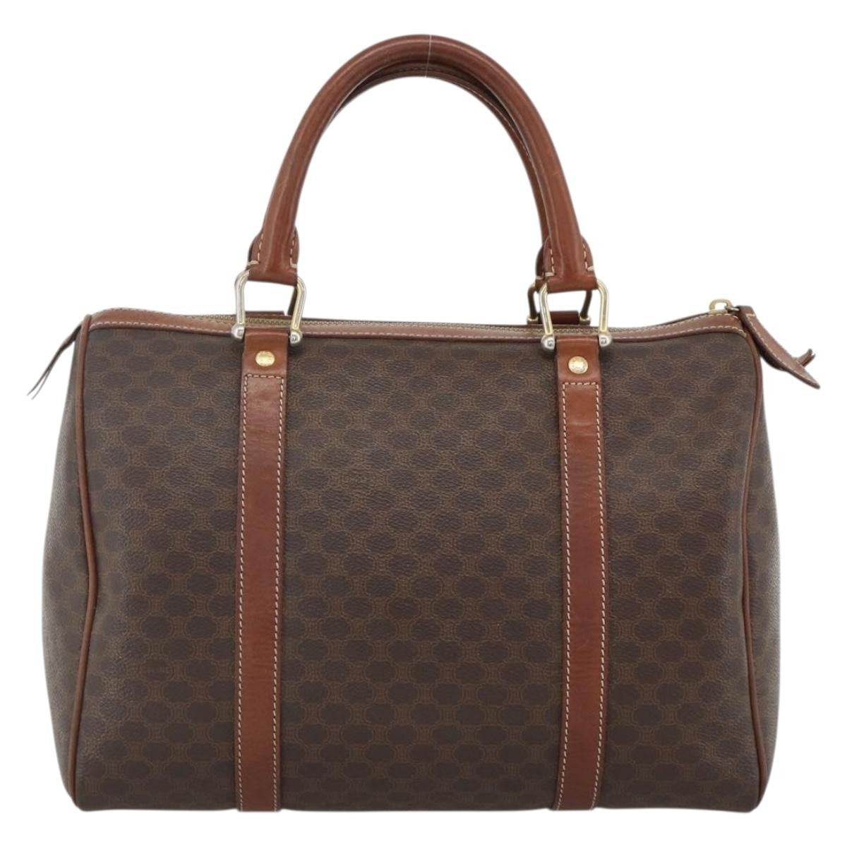 Celine Macadam Handbag Macadam With Leather Brown Canvas Handbag