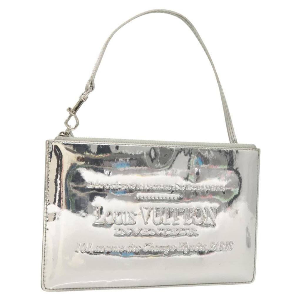 Louis Vuitton Pochette Plate Monogram Mirror Silver Patent_Leather Clutche & Pouche Bag