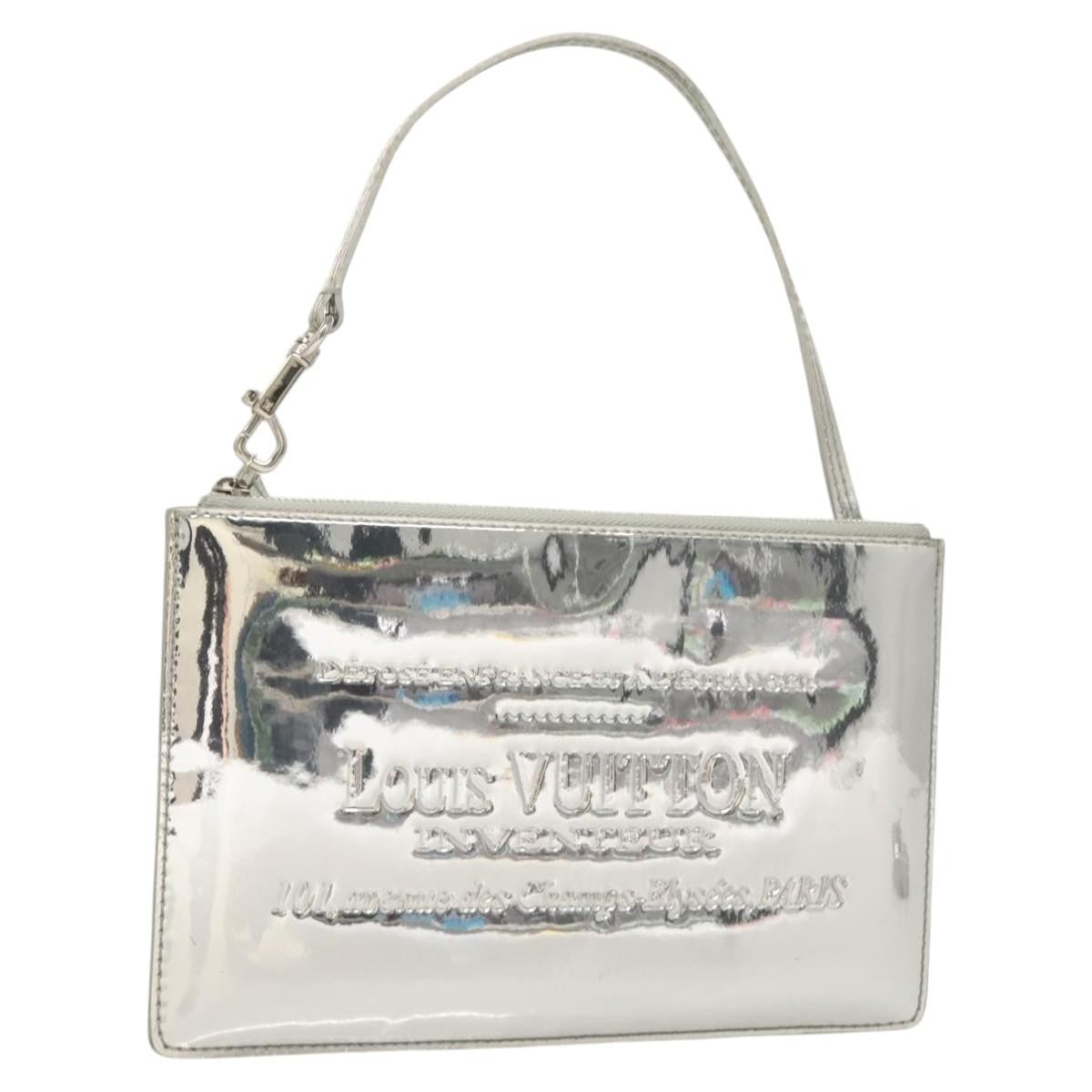 Louis Vuitton Pochette Plate Monogram Mirror Silver Patent_Leather Clutche & Pouche Bag