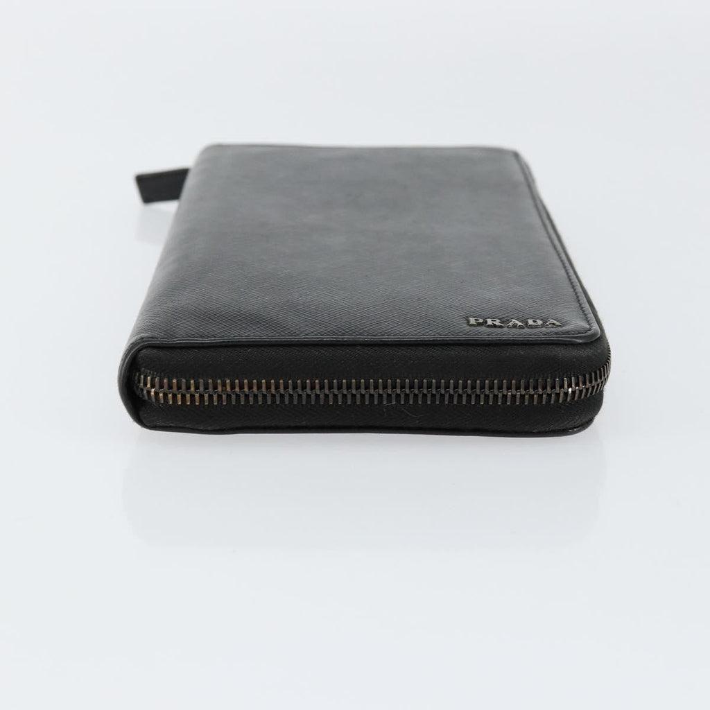 Prada Saffiano Wallet Leather Black Leather Wallets Accessory