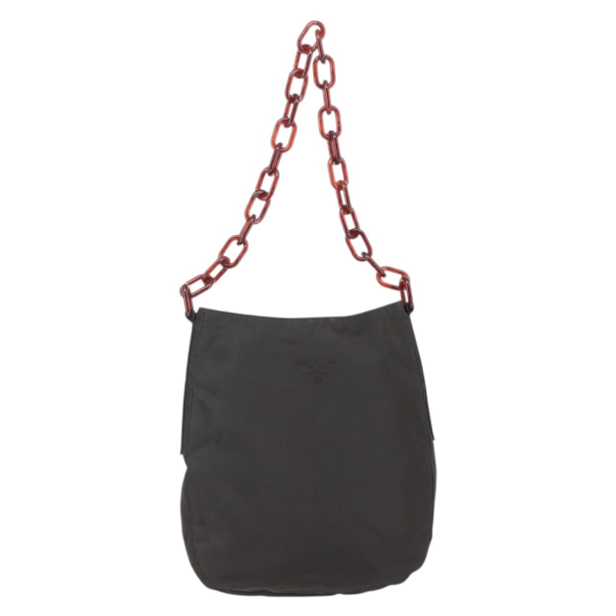 Prada Resin Chain Shoulder Bag Nylon Brown Nylon Shoulder Bag Bag