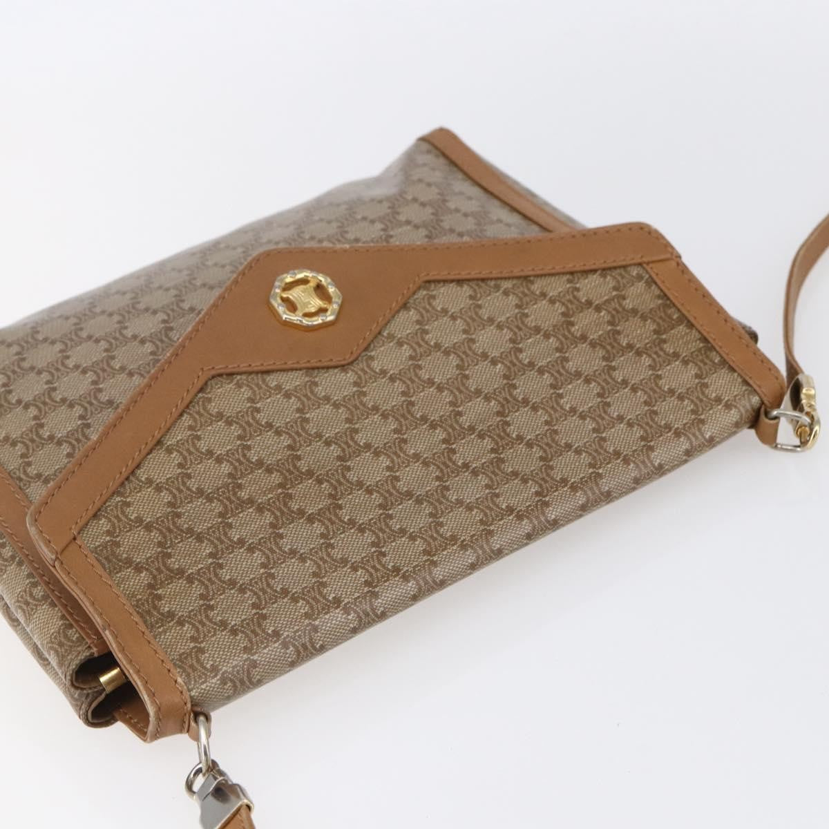 Celine Vintage Macadam Shoulder Bag Canvas And Leather Beige Canvas Shoulder Bag Bag