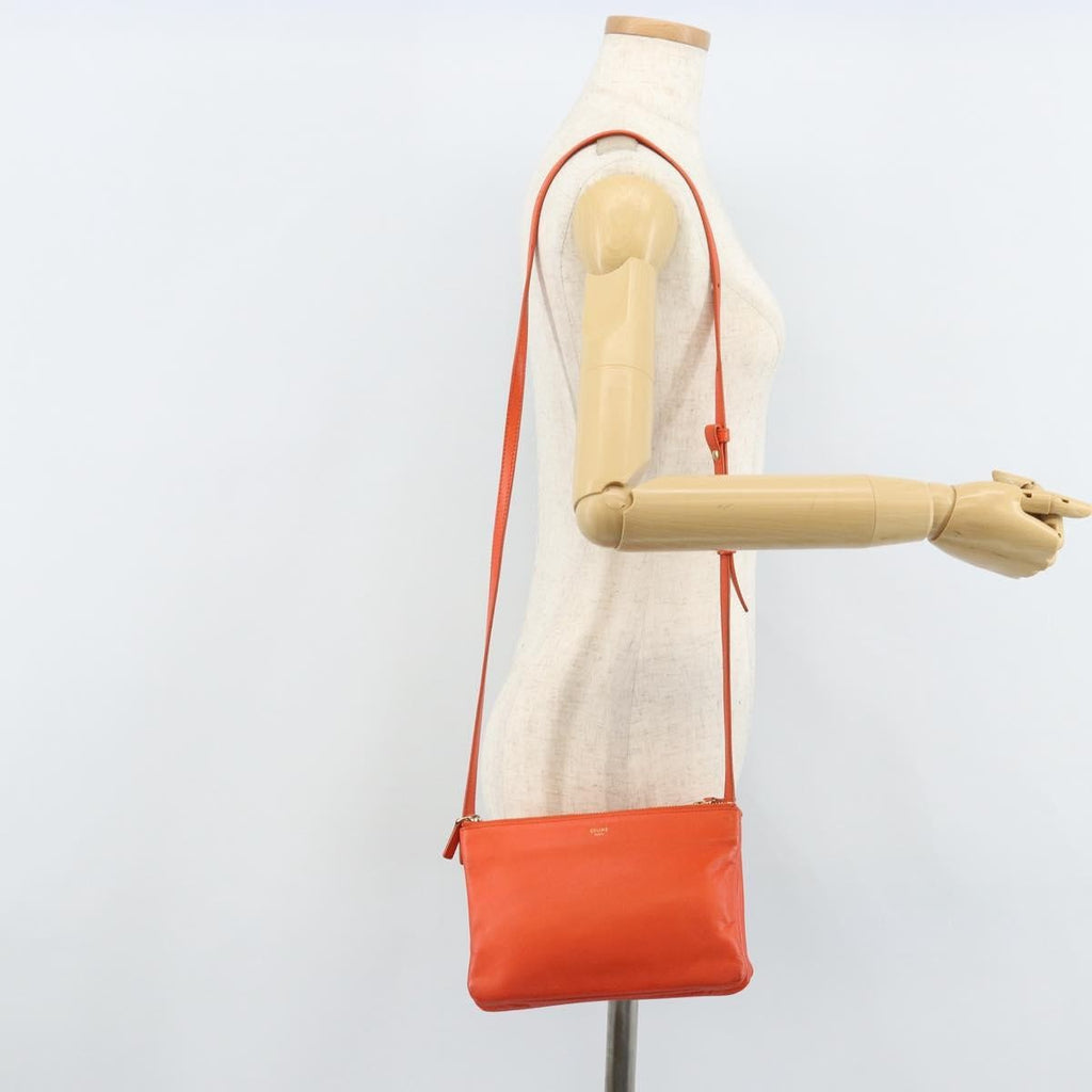 Celine Trio Crossbody Bag Leather Orange Leather Shoulder Bag Bag