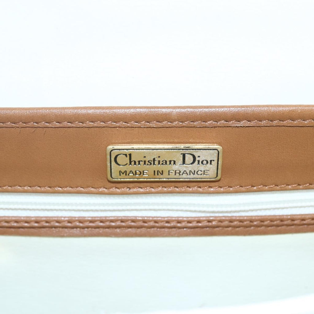 Christian Dior Vintage Cd Logo Shoulder Bag Leather White Leather Shoulder Bag Bag (Pre-Owned)