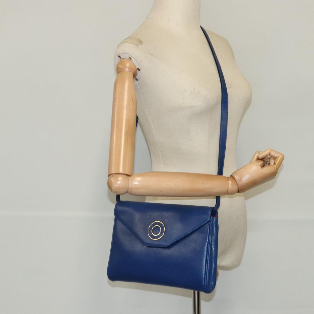 Celine Vintage Circle Logo Crossbody Bag Leather Blue Leather Shoulder Bag Bag