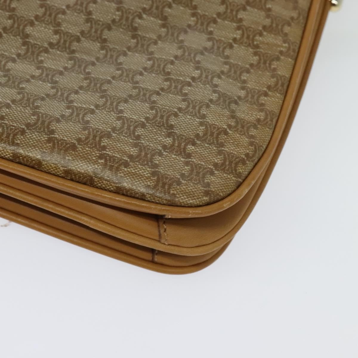 Celine Macadam Shoulder Bag Pvc Leather Beige Canvas Bag