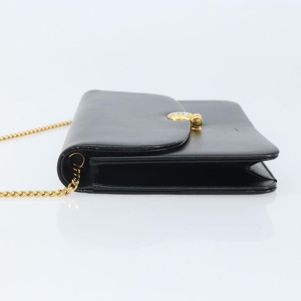 Christian Dior Vintage Cd Chain Flap Shoulder Bag Leather Black Leather Shoulder Bag Bag (Pre-Owned)