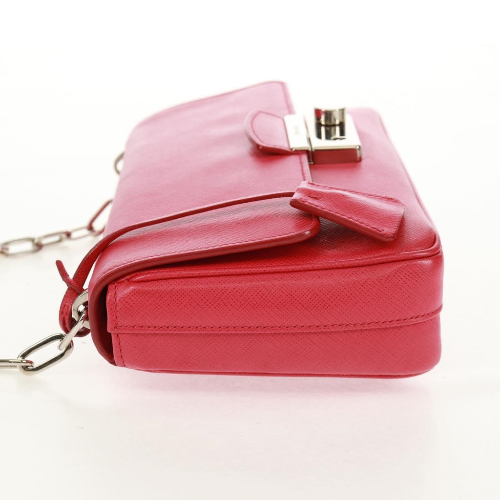 Prada Sound Chain Shoulder Bag Saffiano Leather Red Leather Shoulder Bag Bag