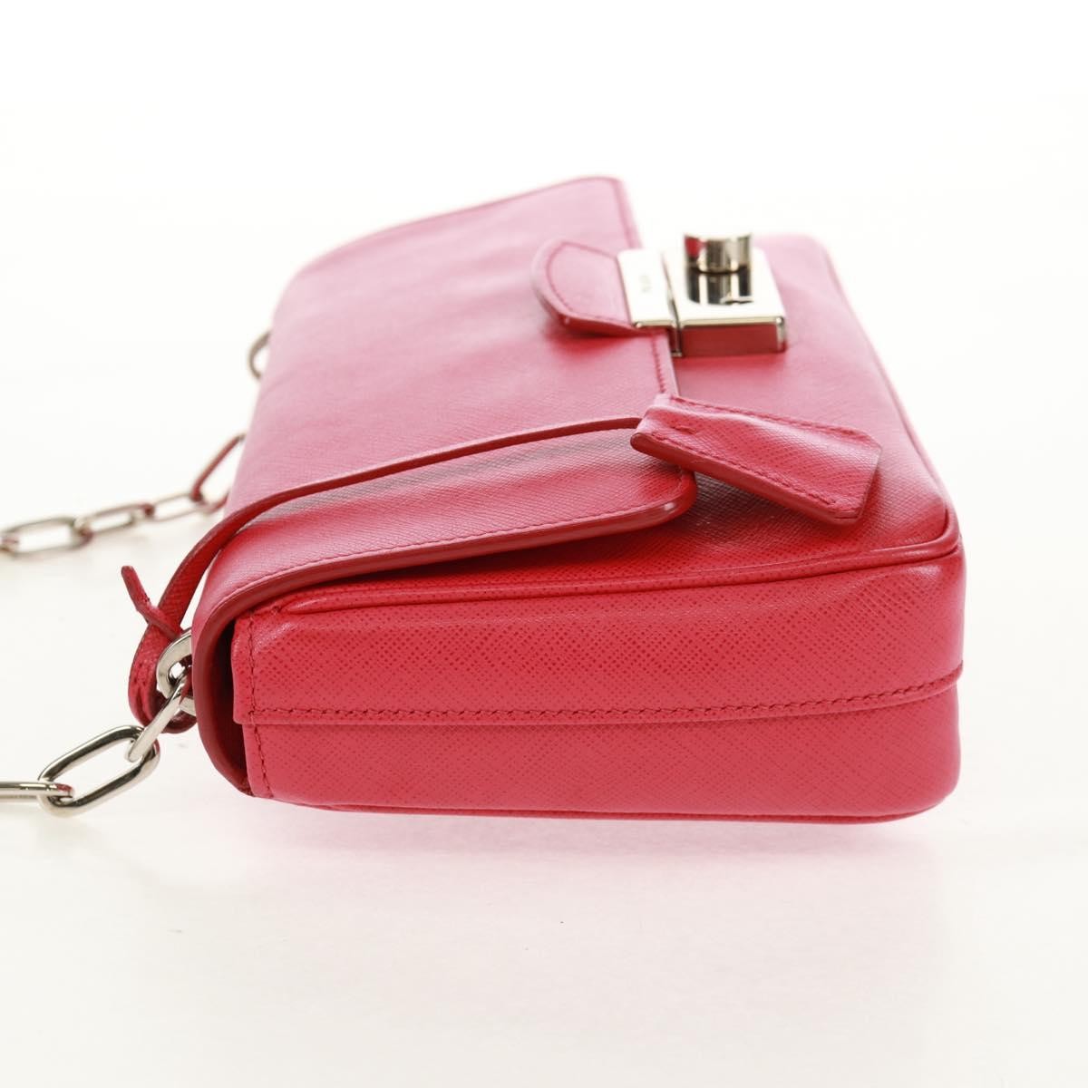 Prada Sound Chain Shoulder Bag Saffiano Leather Red Leather Shoulder Bag Bag