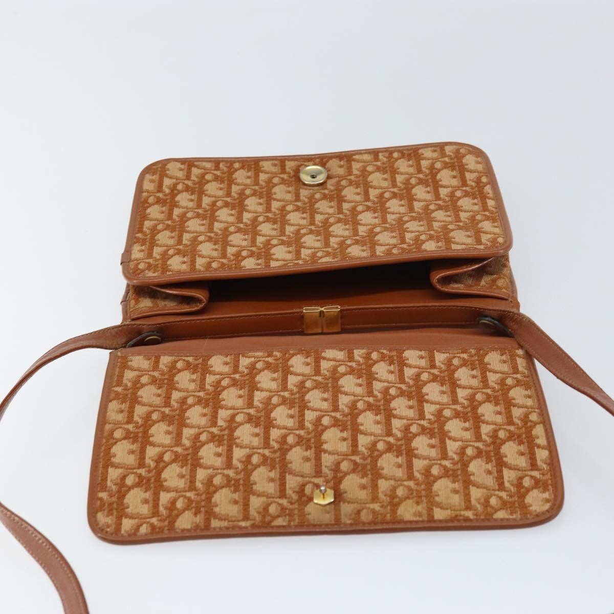 Christian Dior Vintage Trotter Shoulder Bag Canvas Brown Canvas Shoulder Bag Bag (Pre-Owned)