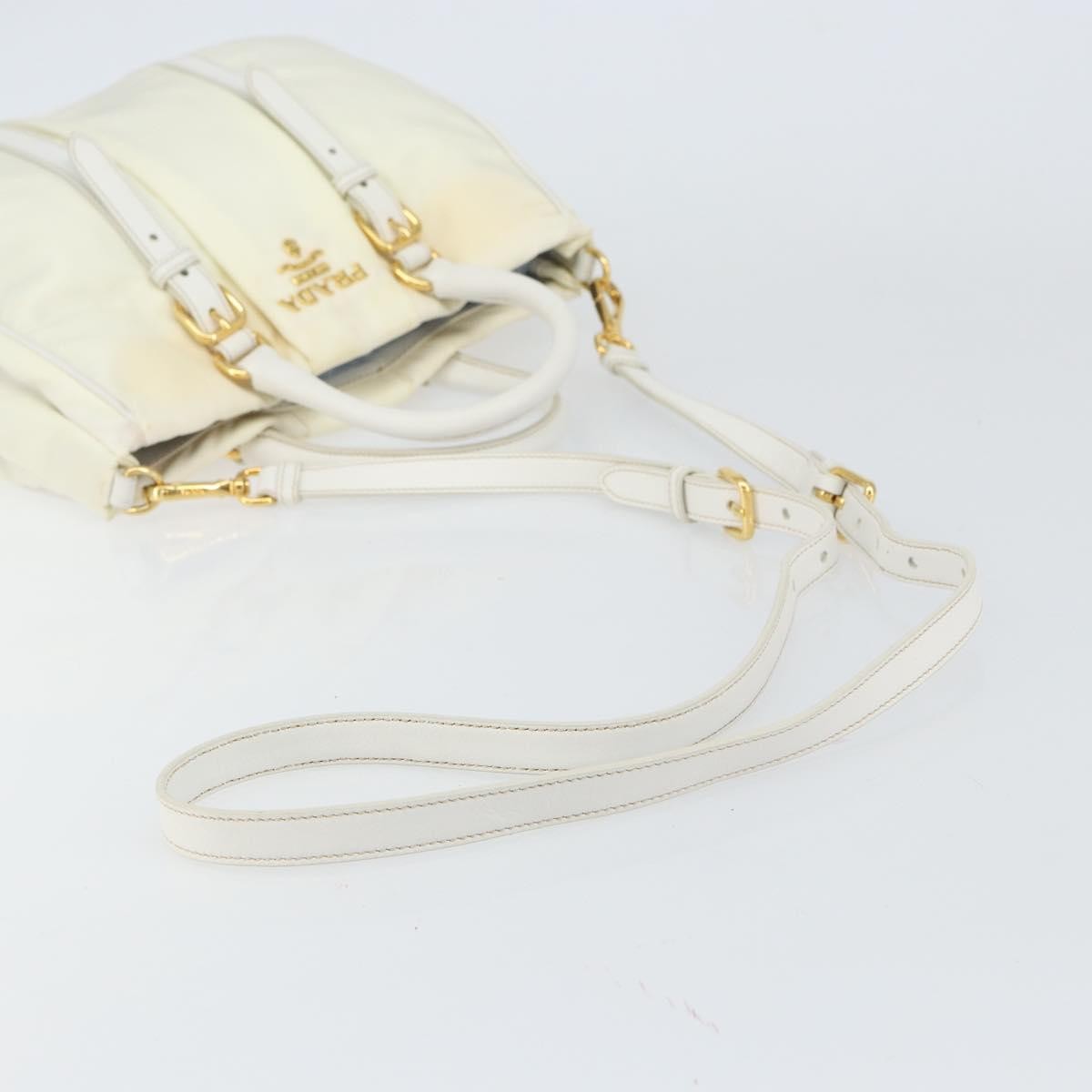 Prada Vintage Tote Tessuto With Leather White Nylon Tote Bag Bag
