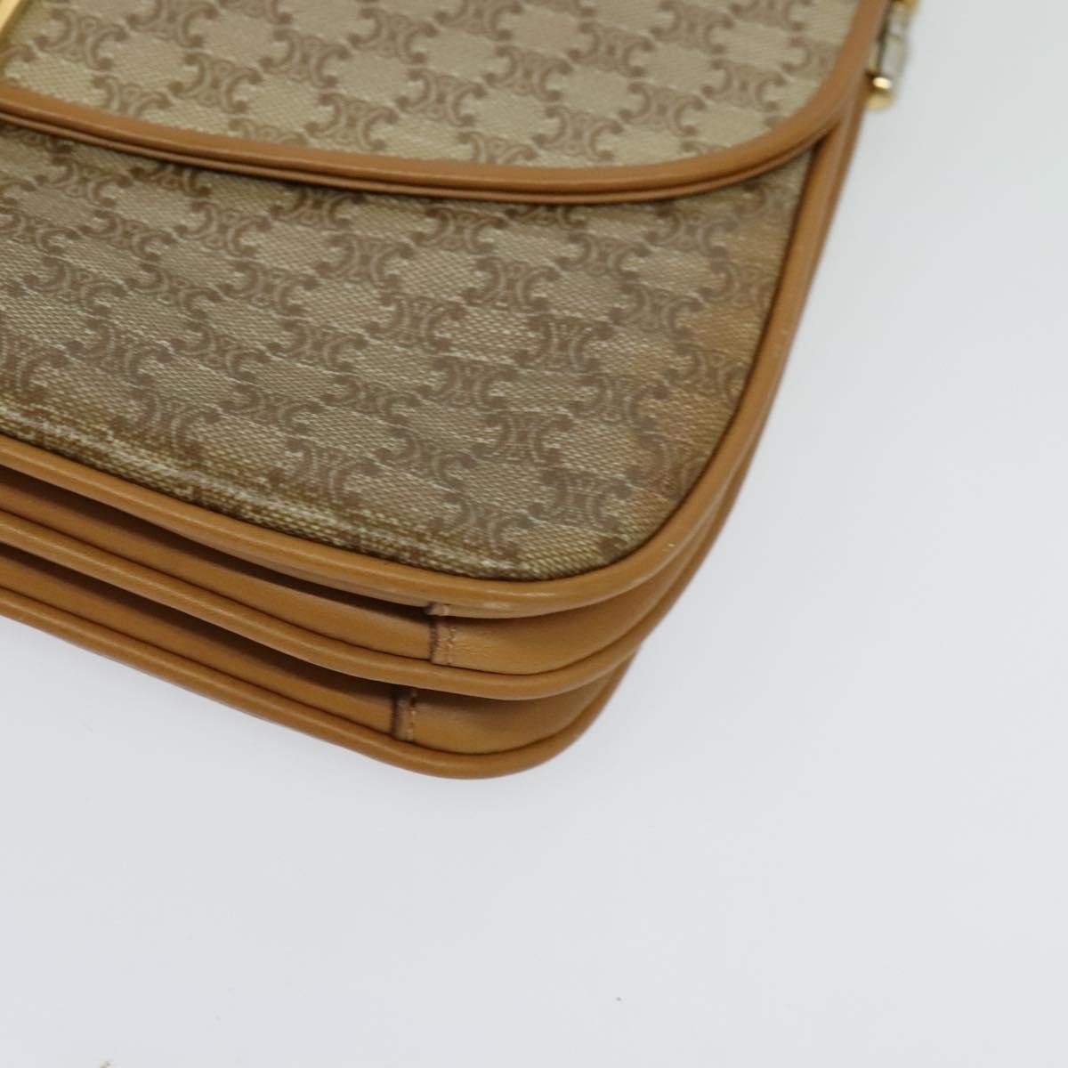 Celine Macadam Shoulder Bag Pvc Leather Beige Canvas Bag