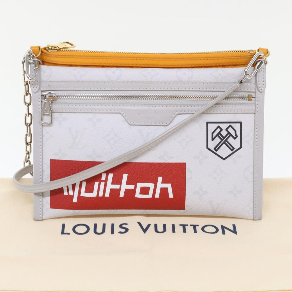 Louis Vuitton Double Flat Messenger Bag Limited Edition Logo Story Monogram Canvas And Denim Multicolour Canvas Clutche & Pouche Bag
