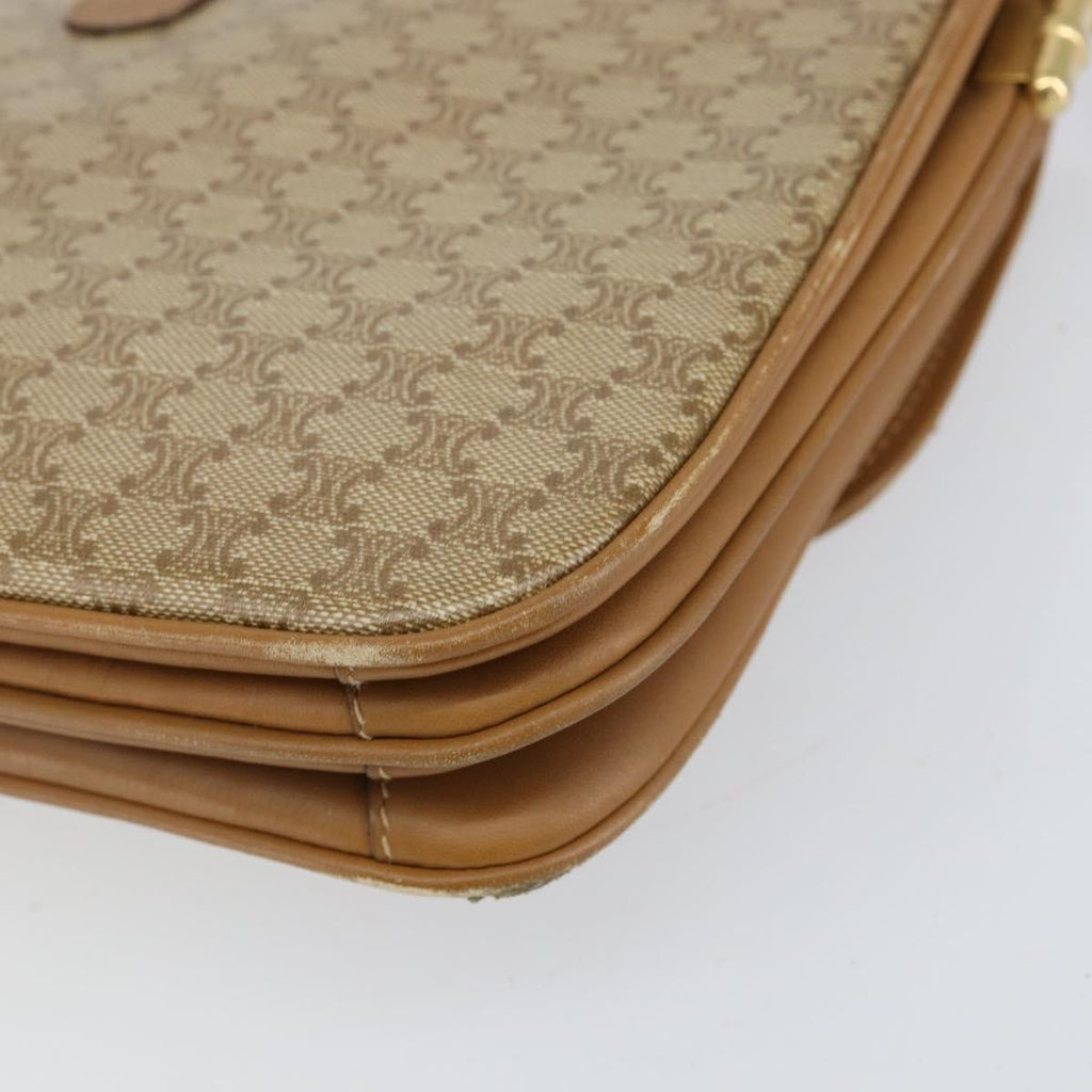 Celine Macadam Shoulder Bag Canvas Beige Canvas Shoulder Bag Bag