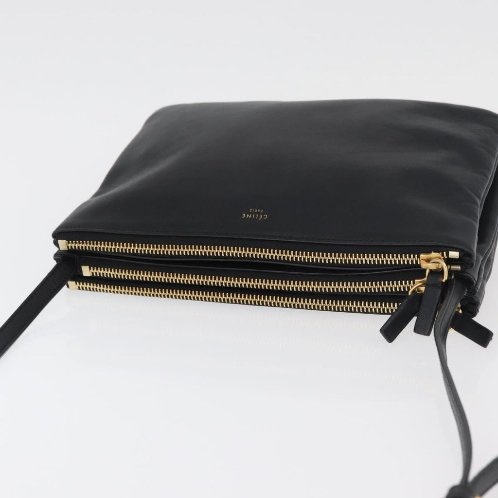 Celine Trio Crossbody Bag Leather Black Leather Shoulder Bag Bag