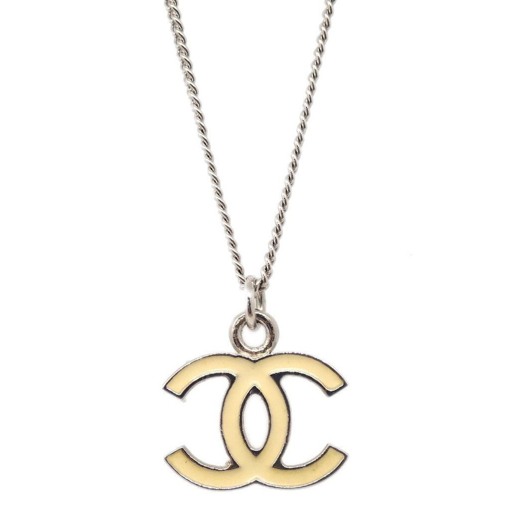 Chanel Cc Logo Pendant Necklace Metal Silver Silver_Plated Necklace Jewelry