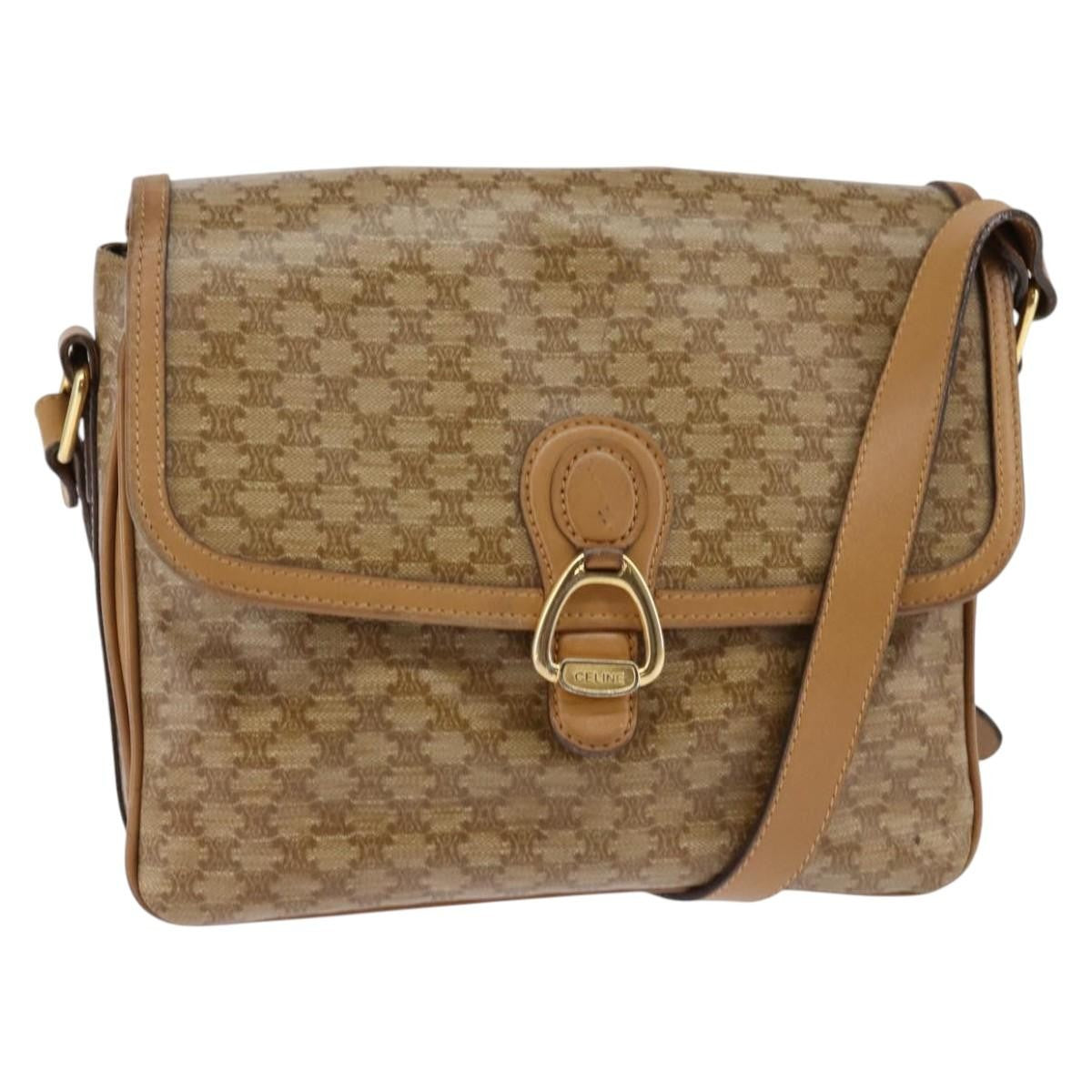 Celine Macadam Shoulder Bag Pvc Leather Beige Canvas Shoulder Bag Bag