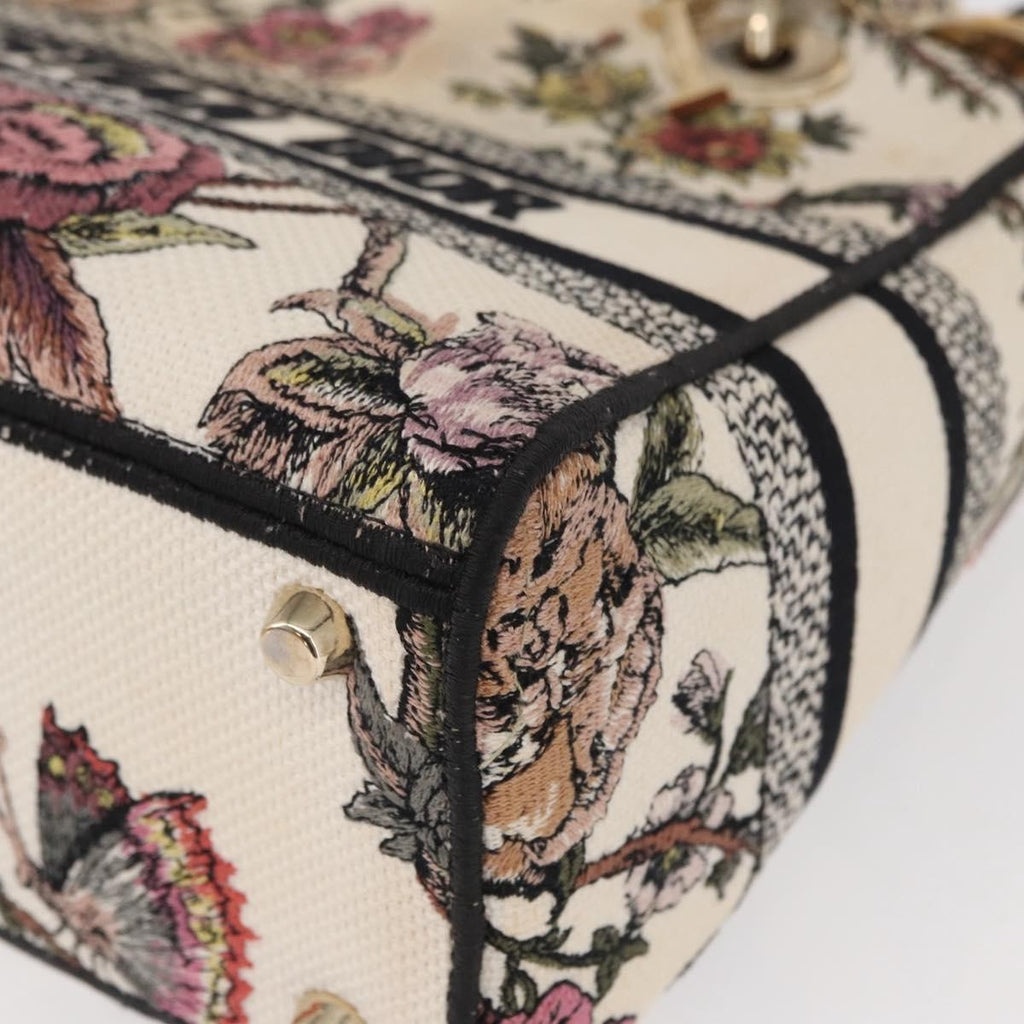 Christian Dior Lady D-Lite Bag Embroidered Canvas Multicolour Canvas Handbag (Pre-Owned)