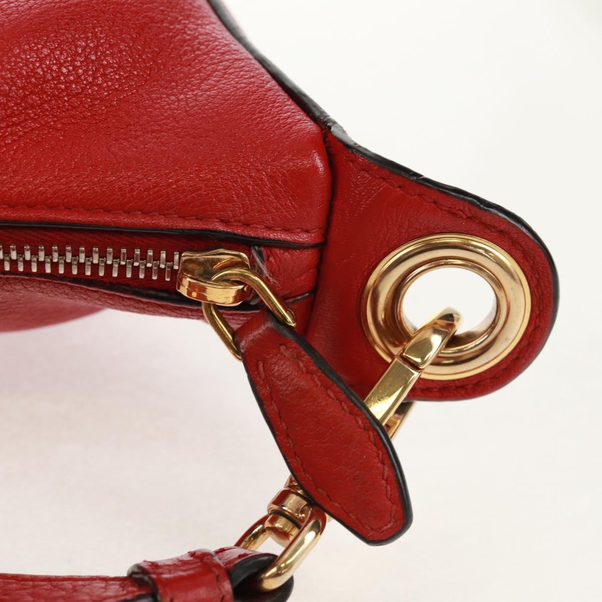 Prada Striped Strap Zip Hobo Vitello Daino Red Leather Shoulder Bag Bag