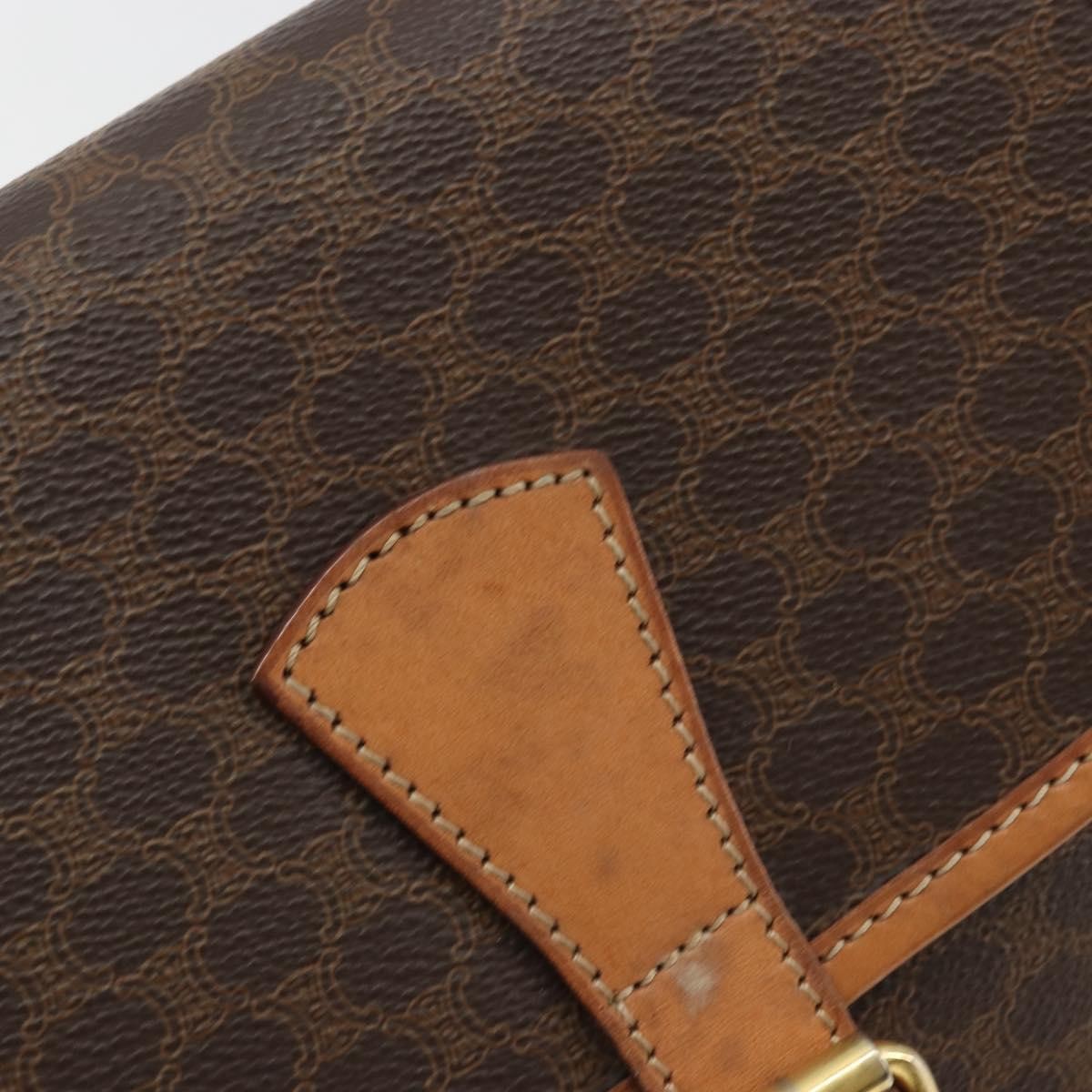 Celine Vintage Macadam Shoulder Bag Canvas And Leather Brown Canvas Shoulder Bag Bag