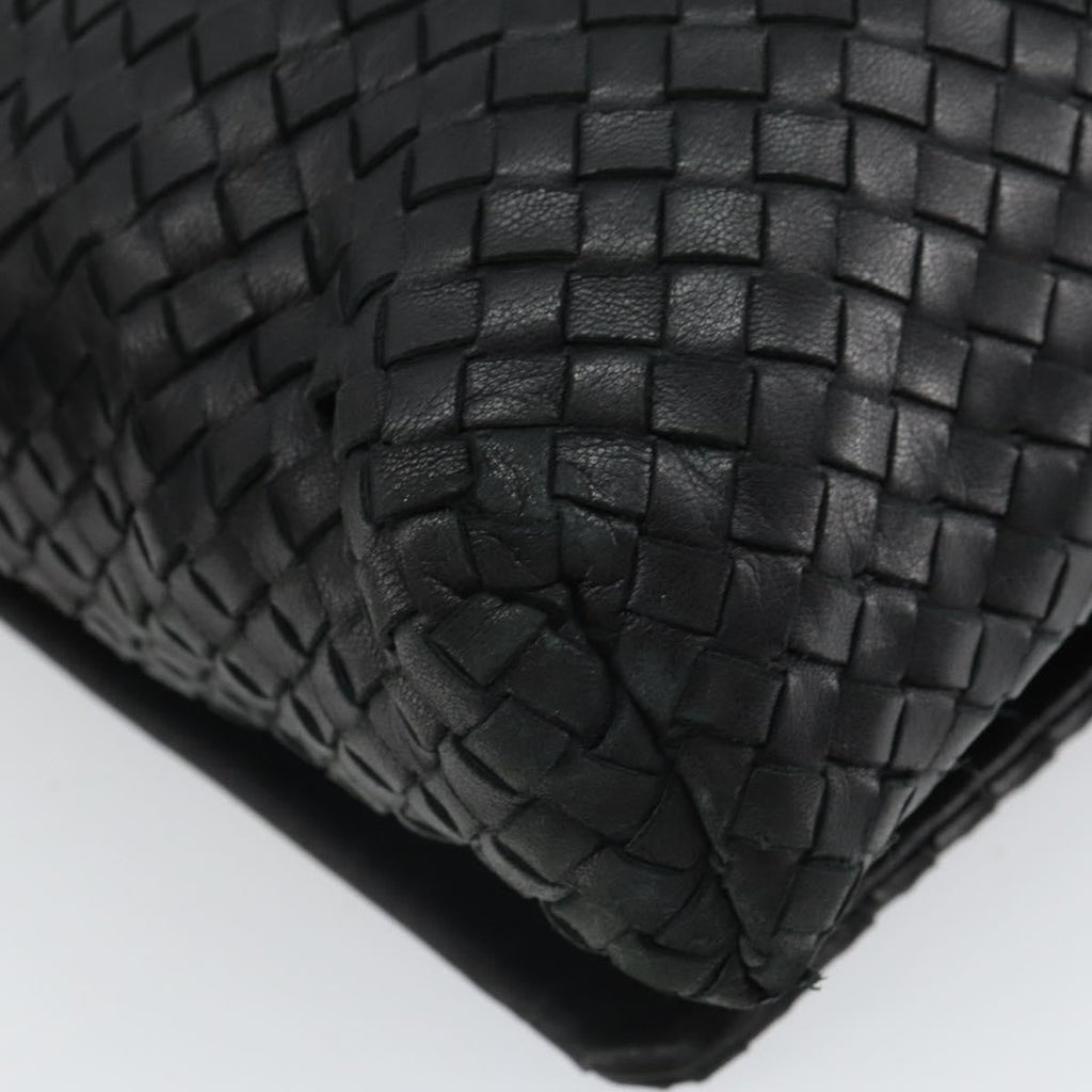 Bottega Veneta Square Flap Messenger Bag Intrecciato Nappa Black Leather Shoulder Bag Bag