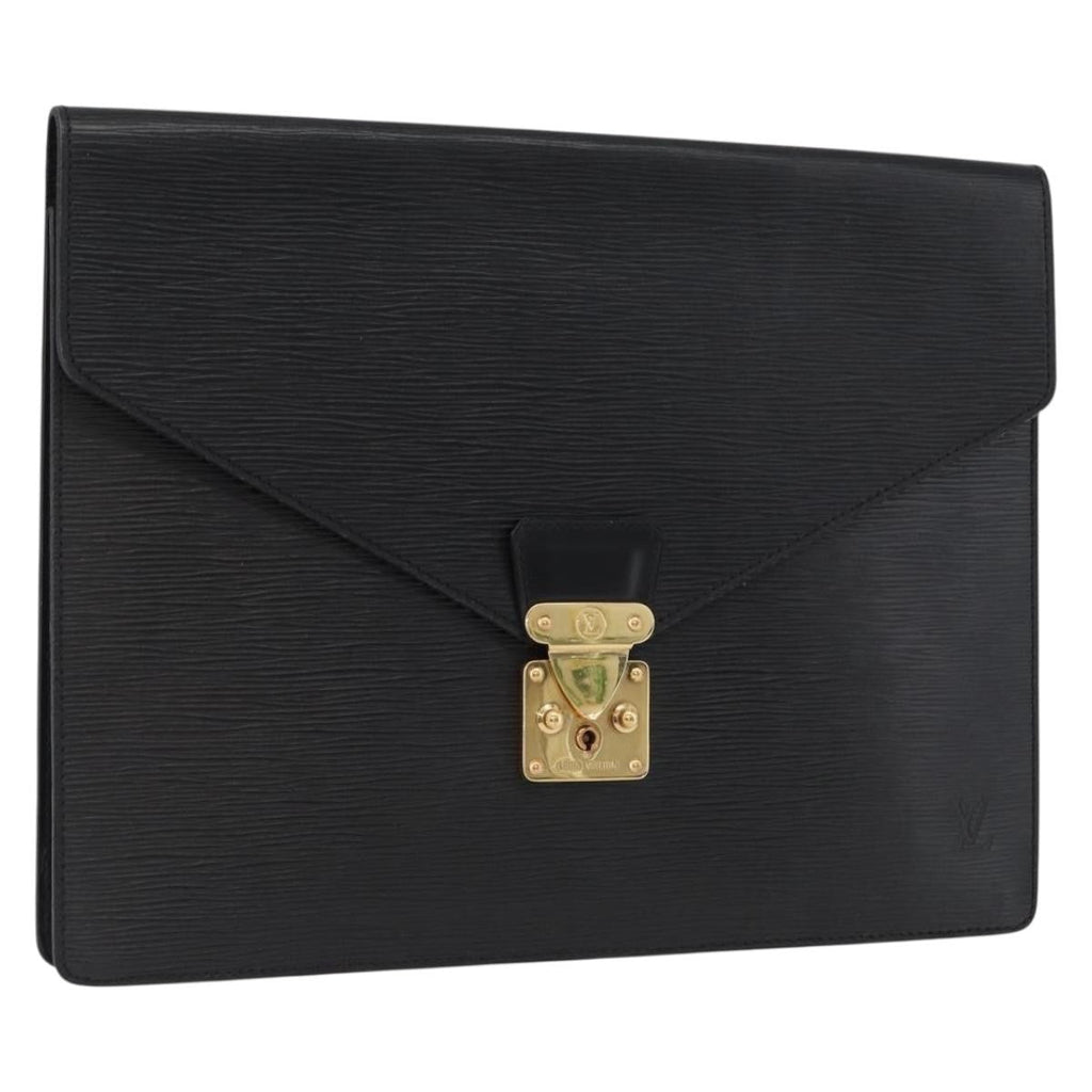 Louis Vuitton Porte-Documents Senateur Bag Epi Leather Black Leather Briefcase Bag
