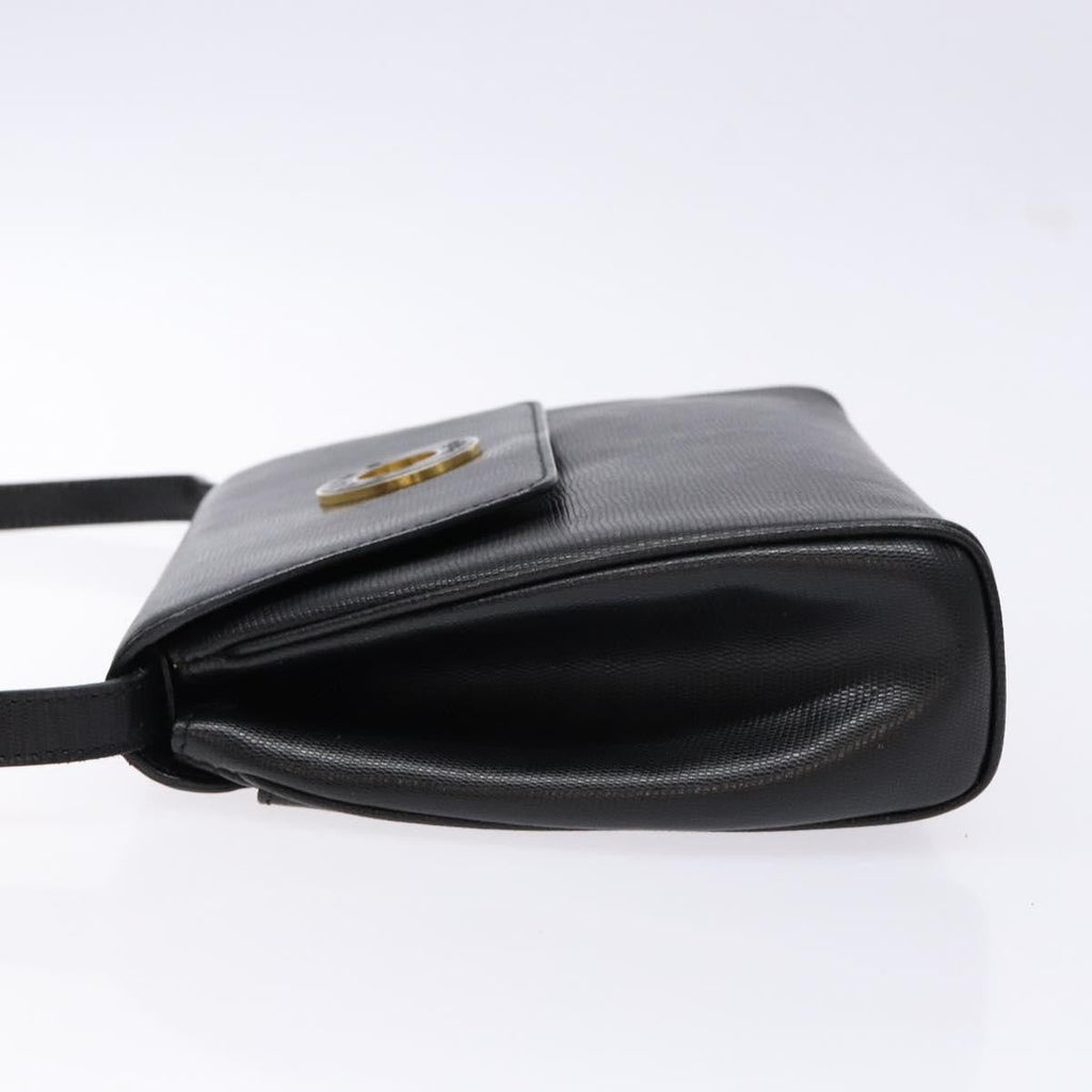 Celine Vintage Circle Logo Crossbody Bag Leather Black Leather Bag