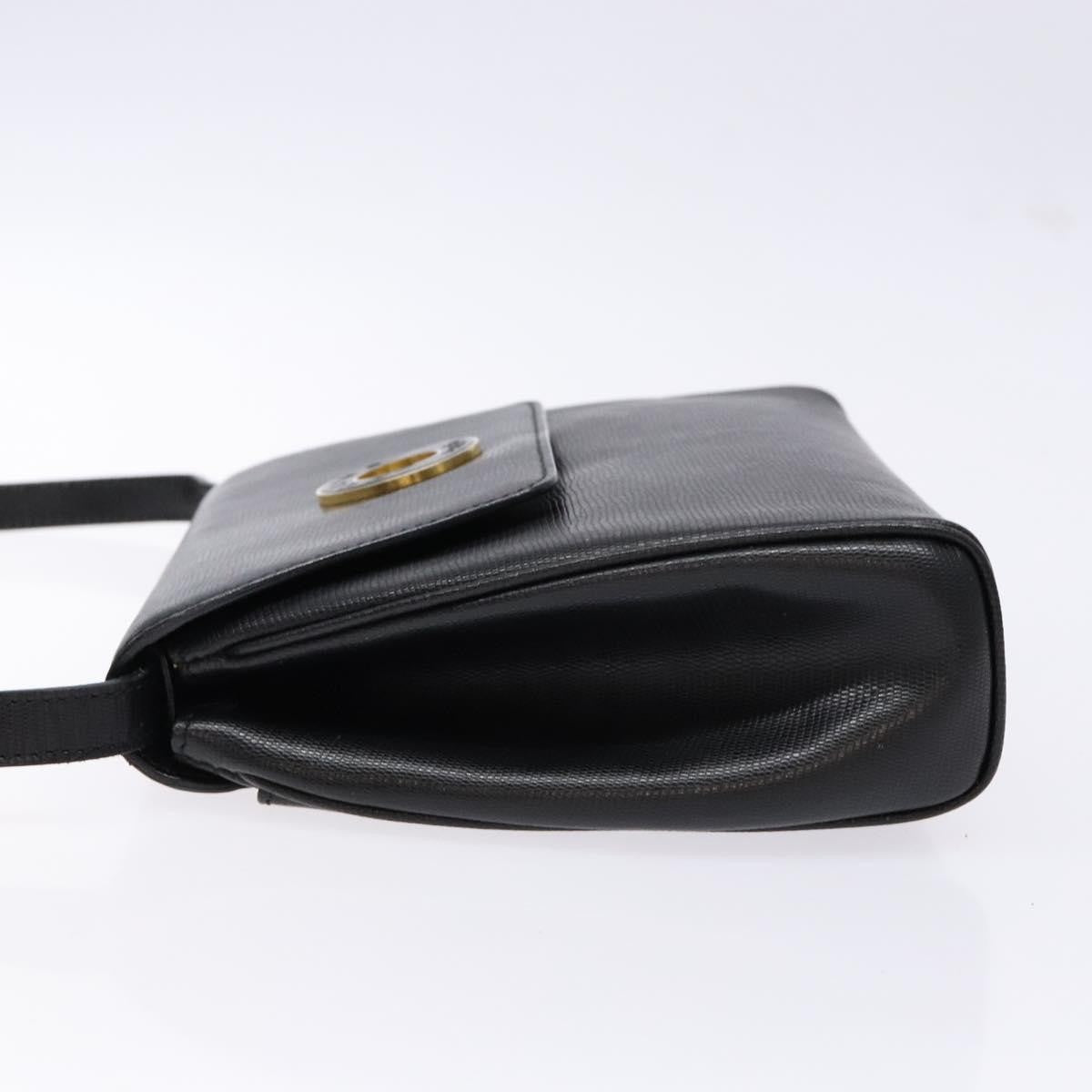 Celine Vintage Circle Logo Crossbody Bag Leather Black Leather Bag