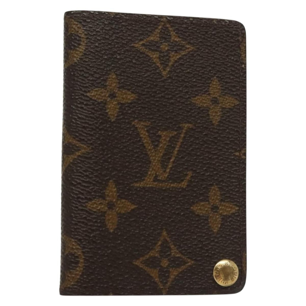 Louis Vuitton Porte Cartes Pression Card Case Monogram Canvas Brown Canvas Card Holders Accessory