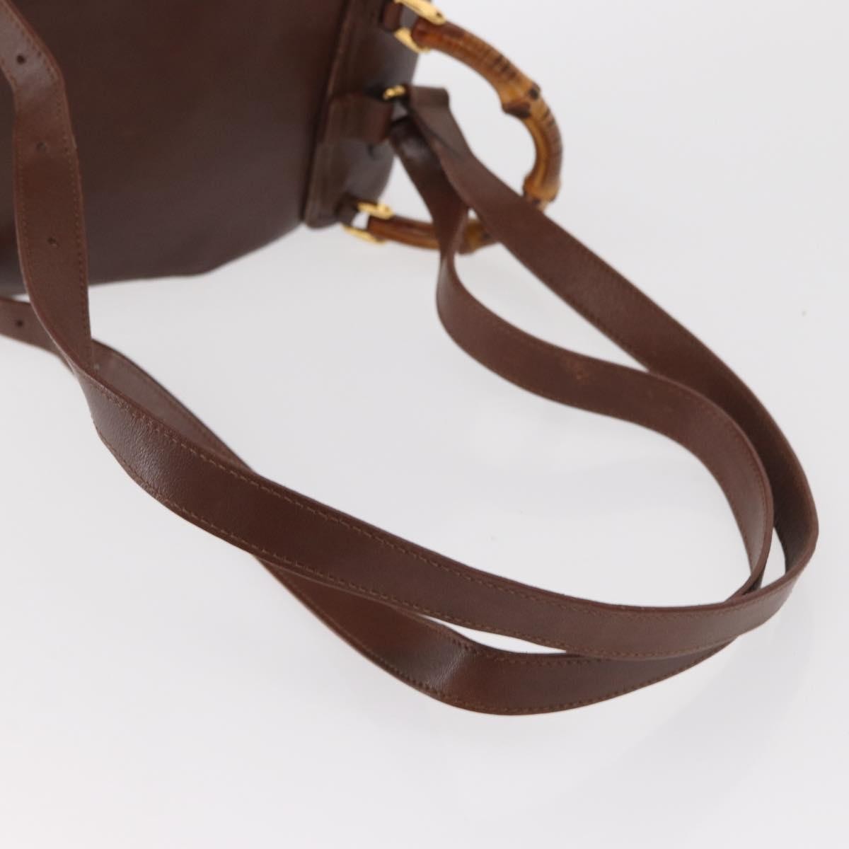 Gucci Vintage Bamboo Backpack Leather Brown Leather Backpack Bag (Pre-Owned)