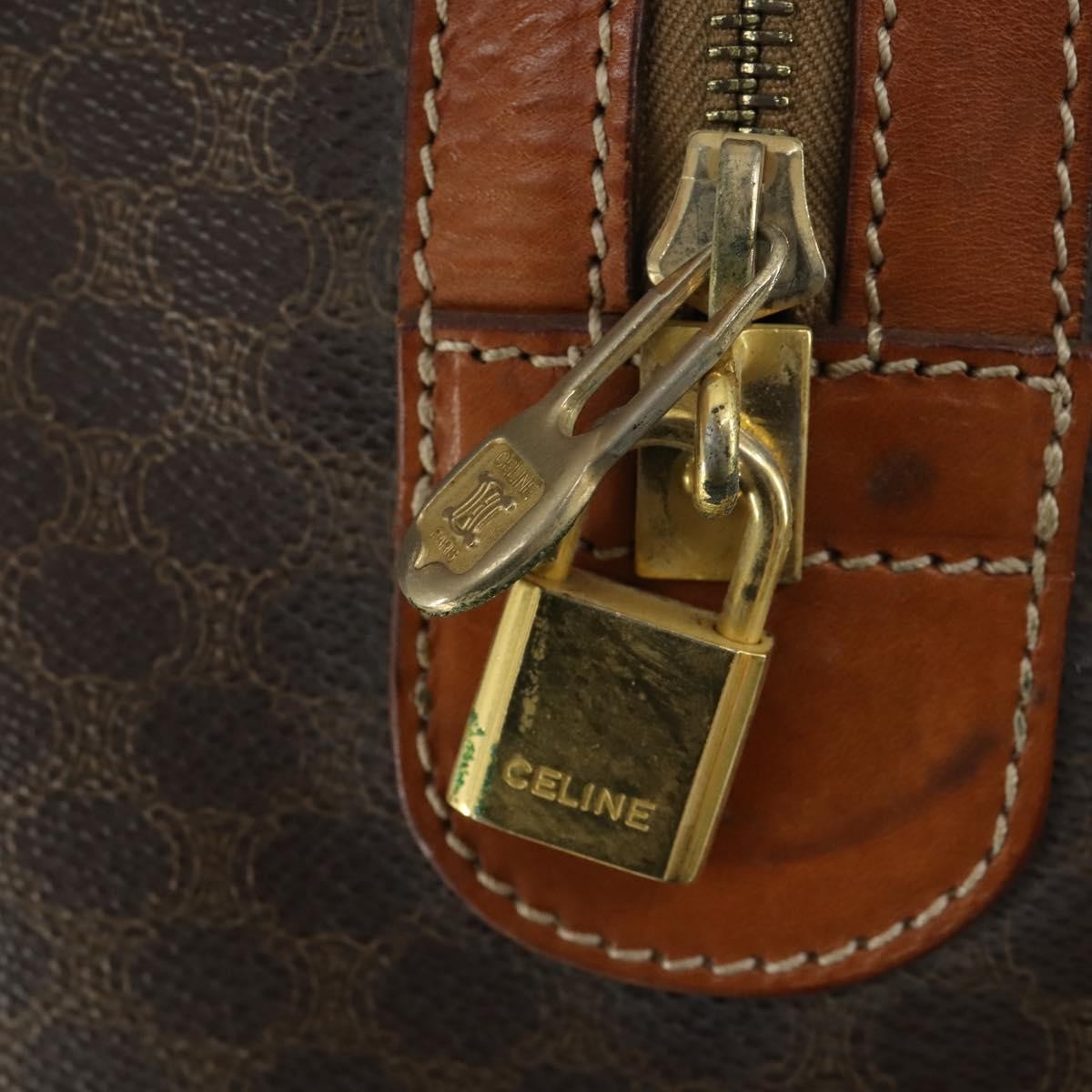 Celine Vintage Duffle Bag Canvas And Leather Brown Canvas Travel Bag Bag