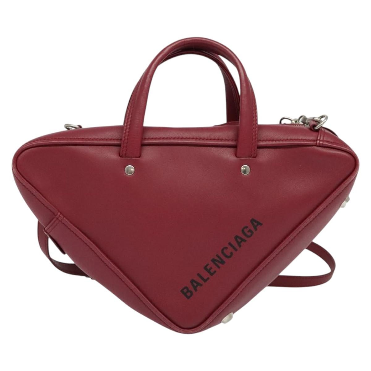 Balenciaga Triangle Duffle Bag Leather Red Leather Hand
