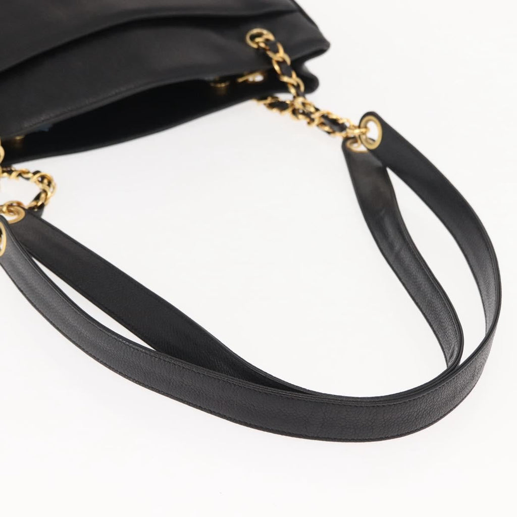Chanel Vintage Cc Chain Tote Caviar Black Leather Tote Bag Bag