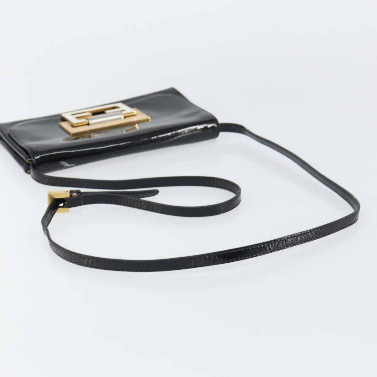 Fendi Vintage Shoulder Bag Enamel Black Patent_Leather Shoulder Bag Bag