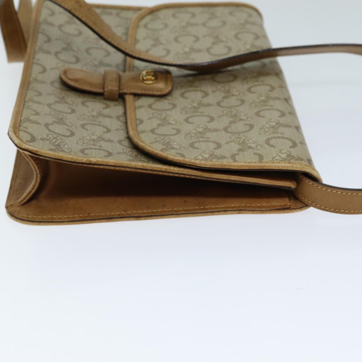Celine C Macadam Shoulder Bag Canvas Beige Canvas Shoulder Bag Bag