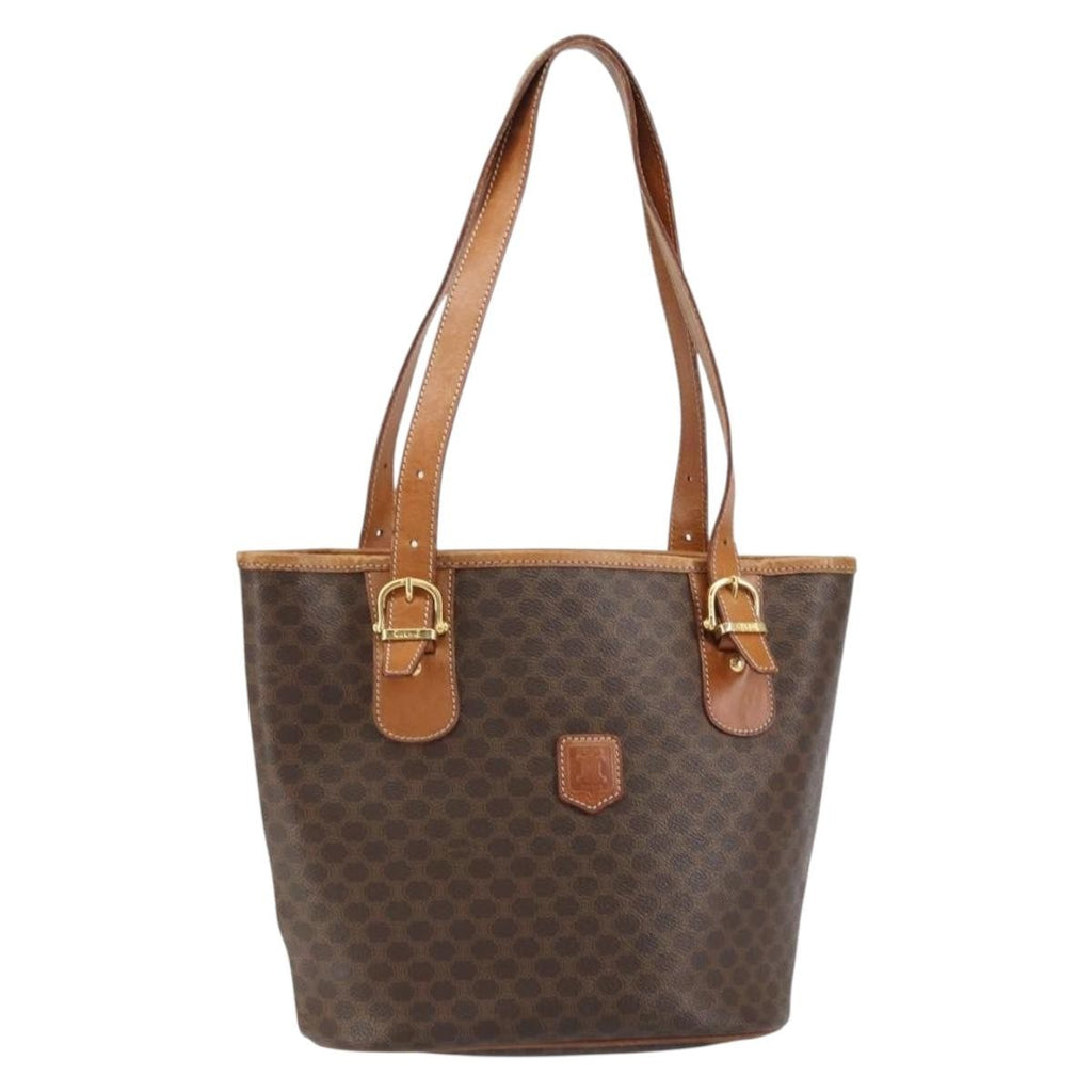 Celine Vintage Macadam Tote Bag Canvas Brown Pvc Tote Bag Bag