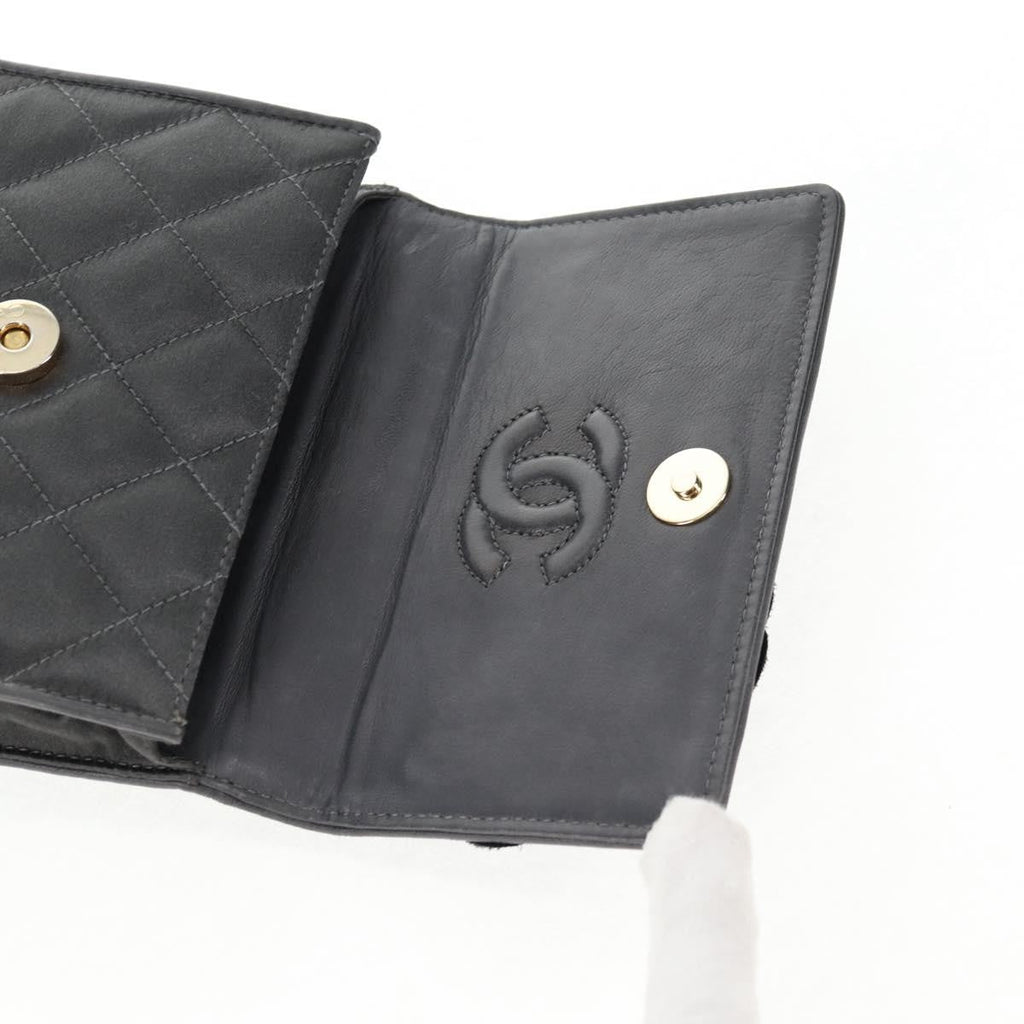Chanel Vintage Camellia Flap Bag Satin Gray Satin Clutche & Pouche Bag