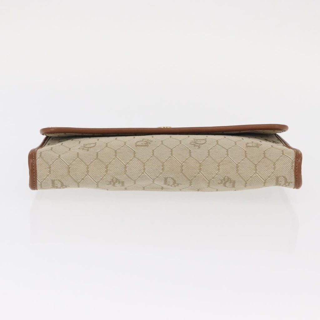 Christian Dior Vintage Honeycomb Chain Canvas Beige Canvas Shoulder Bag Bag (Pre-Owned)