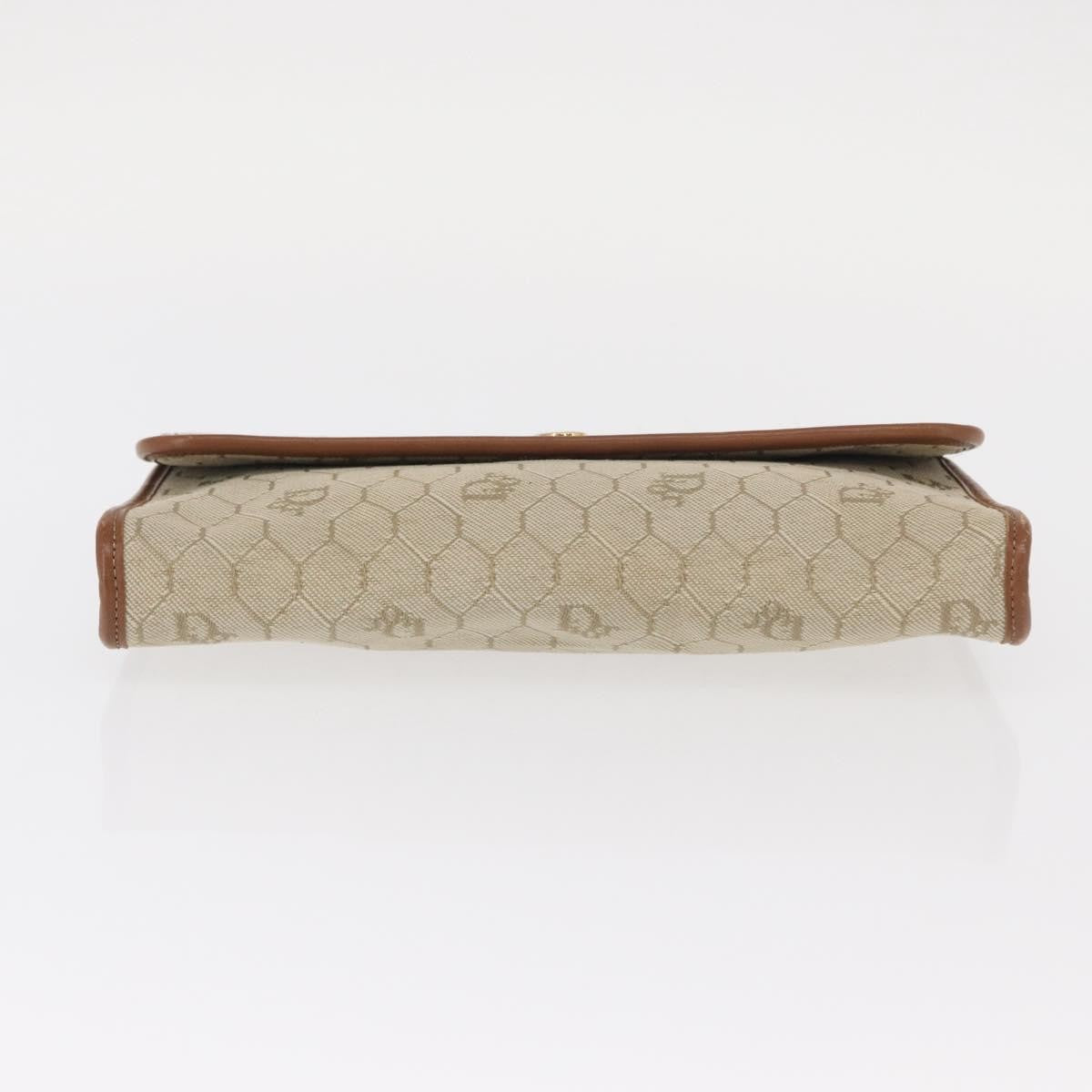 Christian Dior Vintage Honeycomb Chain Canvas Beige Canvas Shoulder Bag Bag (Pre-Owned)