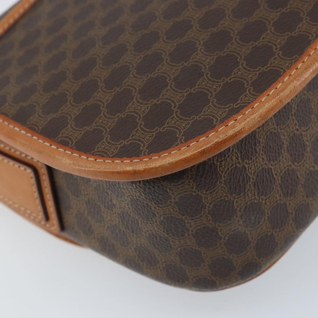 Celine Vintage Macadam Shoulder Bag Canvas And Leather Brown Canvas Shoulder Bag Bag
