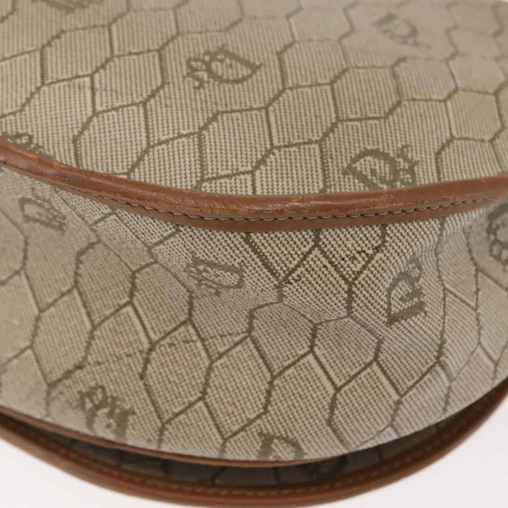 Christian Dior Vintage Honeycomb Flap Crossbody Bag Coated Canvas Beige Canvas Bag (Pre-Owned)