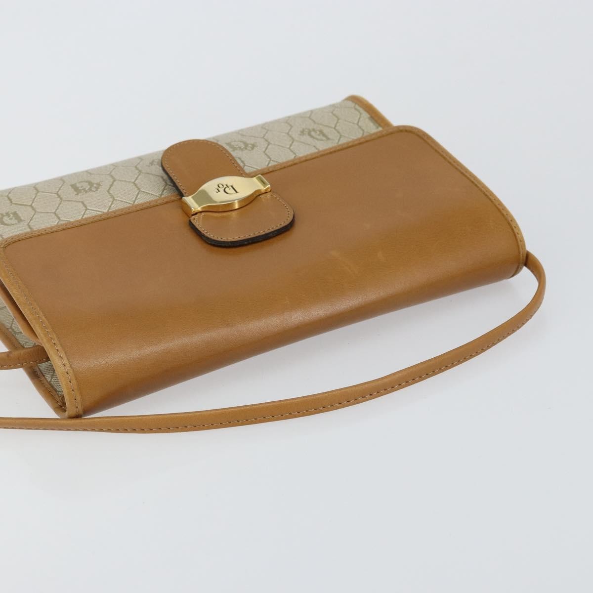 Christian Dior Vintage Honeycomb Flap Crossbody Bag Canvas And Leather Beige Canvas Shoulder Bag Bag (Pre-Owned)